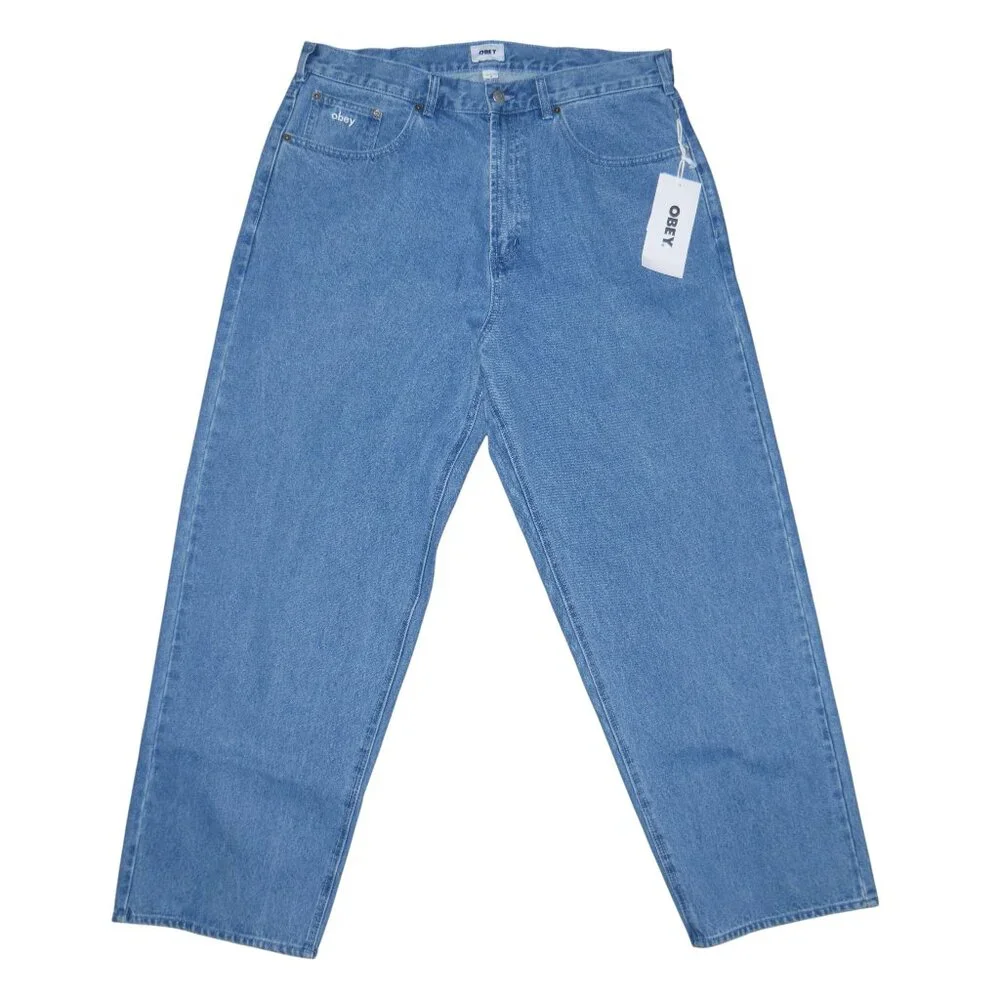 OBEY Bigwig Mens Baggy Jeans Men's Size 36x32 Loose Fit Light Wash Denim NWT